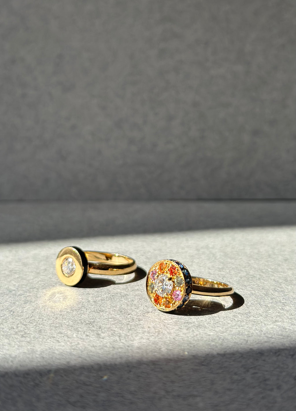 Bague or jaune diamant saphirs sur mesure