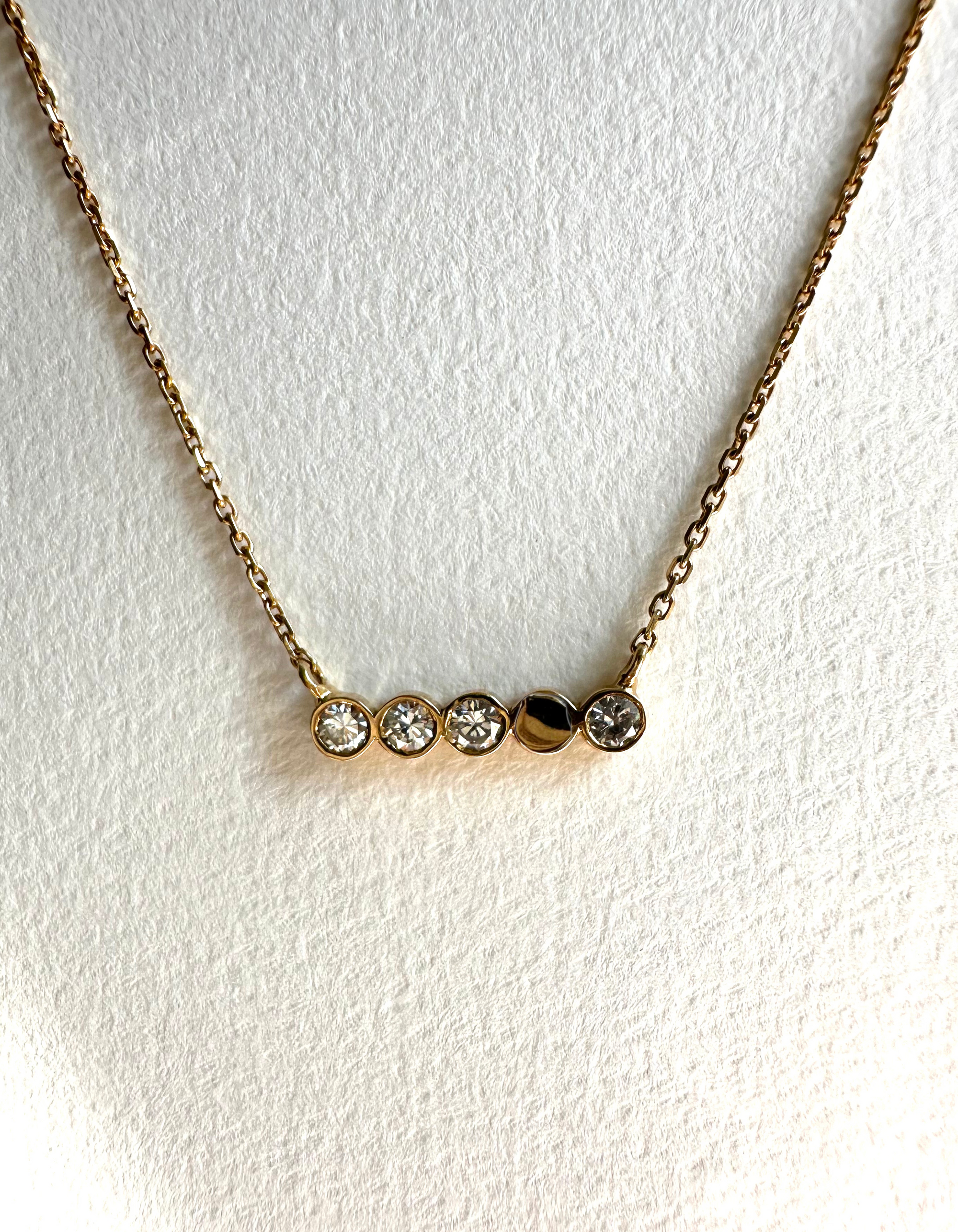 Collier 5 confettis or jaune