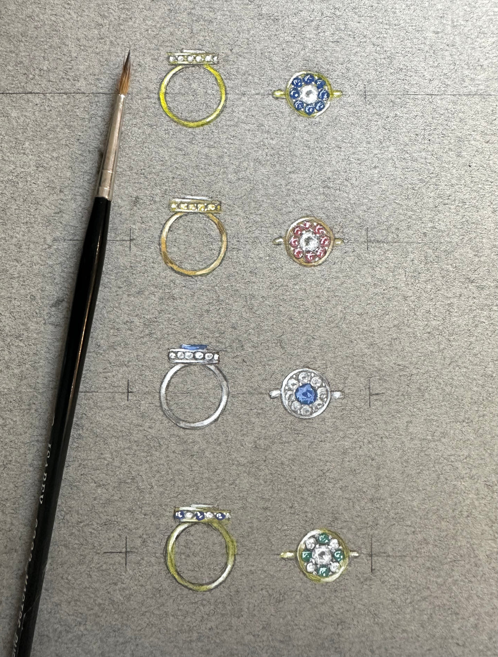 Gouaches Disque pavée bague sur mesure