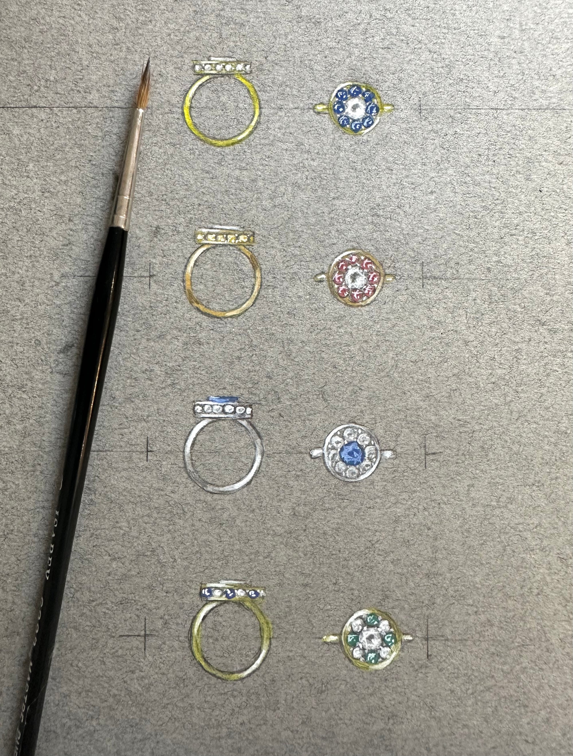 Gouaches Disque pavée bague sur mesure