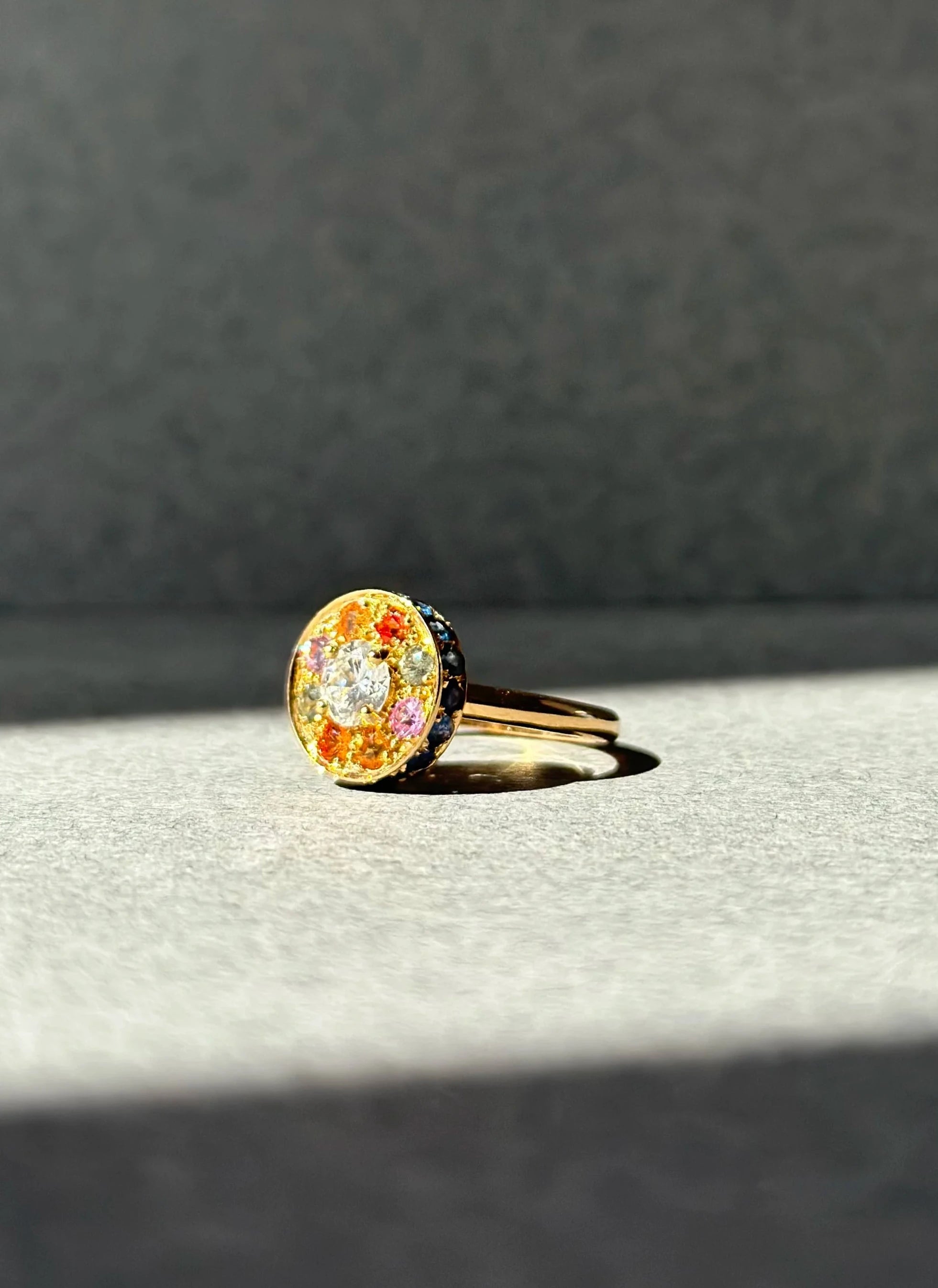 Bague Disque Saphir Diamant